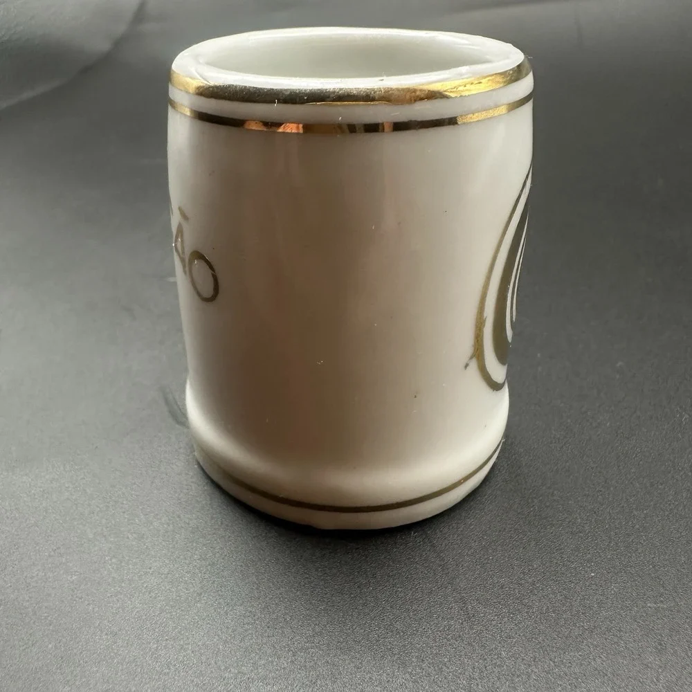 Vintage Canecao Rio Miniature Porcelain Souvenir Beer Stein Gold Leaf Stamped